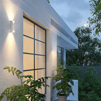 Outdoor LED wall light IP65 waterproof, curved metal and acrylic, garden and corridor