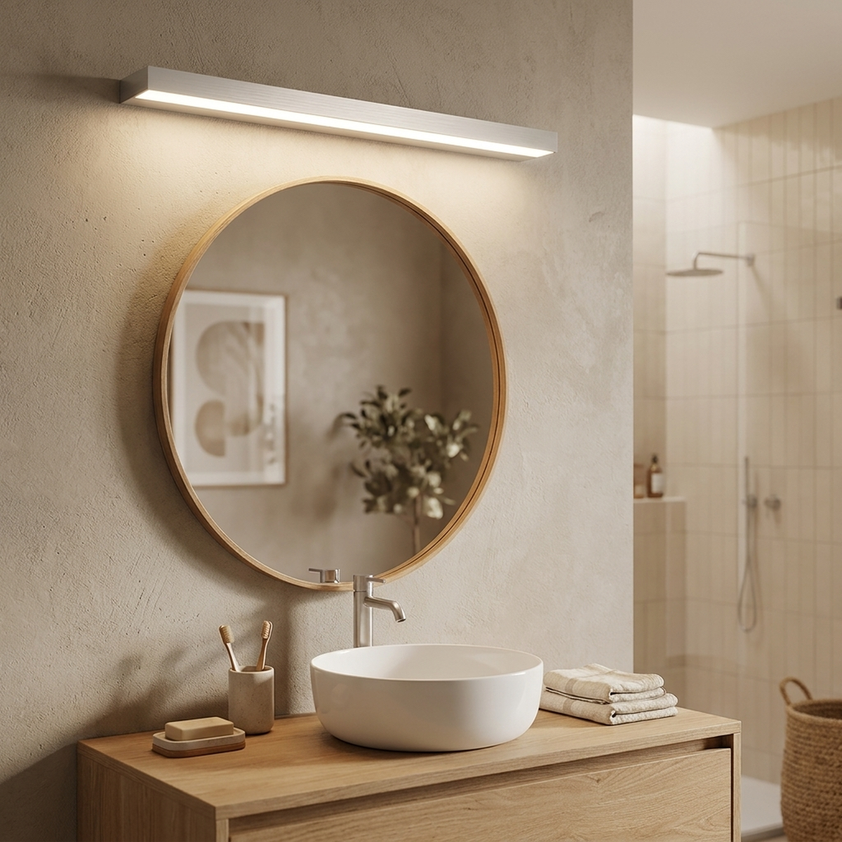 LED vanity light bar linear mirror wall sconce, slim profile, warm or cool white