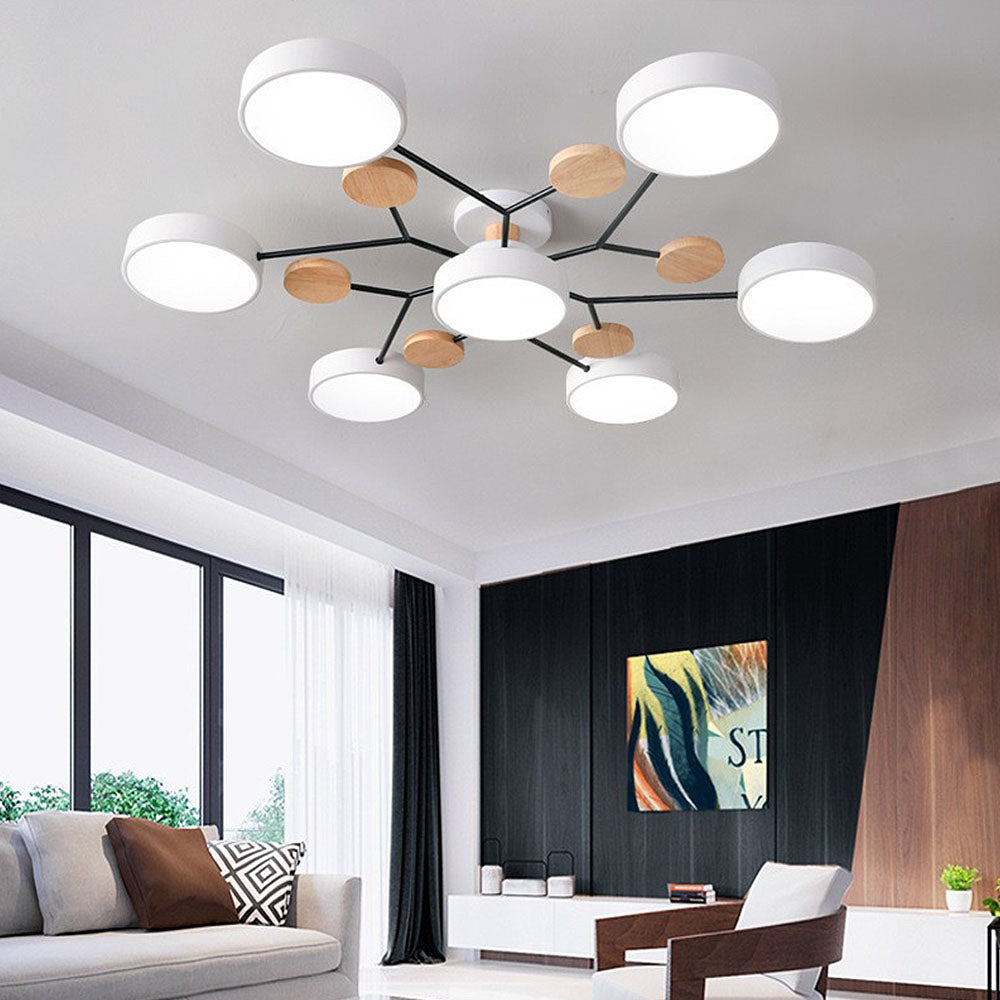 LED ceiling light modern multi-spot chandelier with metal frame and acrylic shade