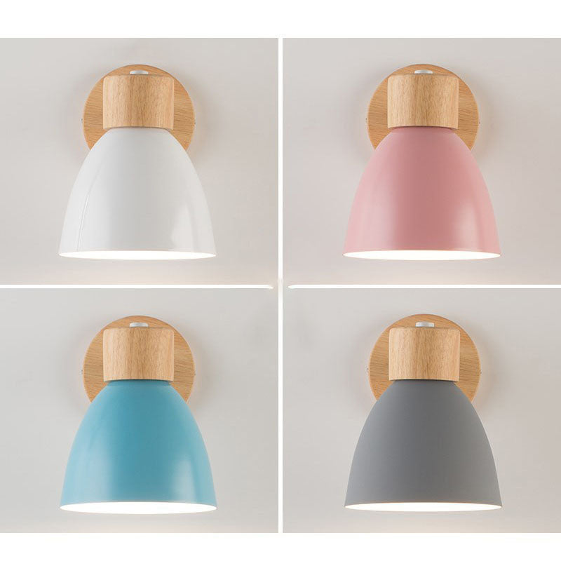 Nina | Wall Sconce | Modern Minimalist LED, Wooden Cone, 1-Light | Iron & Wood