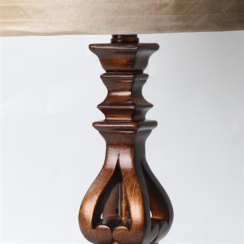 Vintage standing floor lamp brown resin and fabric shade 150cm tall