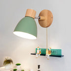 Nina | Wall Sconce | Modern Minimalist LED, Wooden Cone, 1-Light | Iron & Wood
