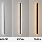 Linear outdoor wall light IP65 black LED strip design, 8cm wide, multiple heights