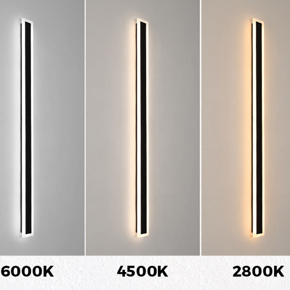 Linear outdoor wall light IP65 black LED strip design, 8cm wide, multiple heights