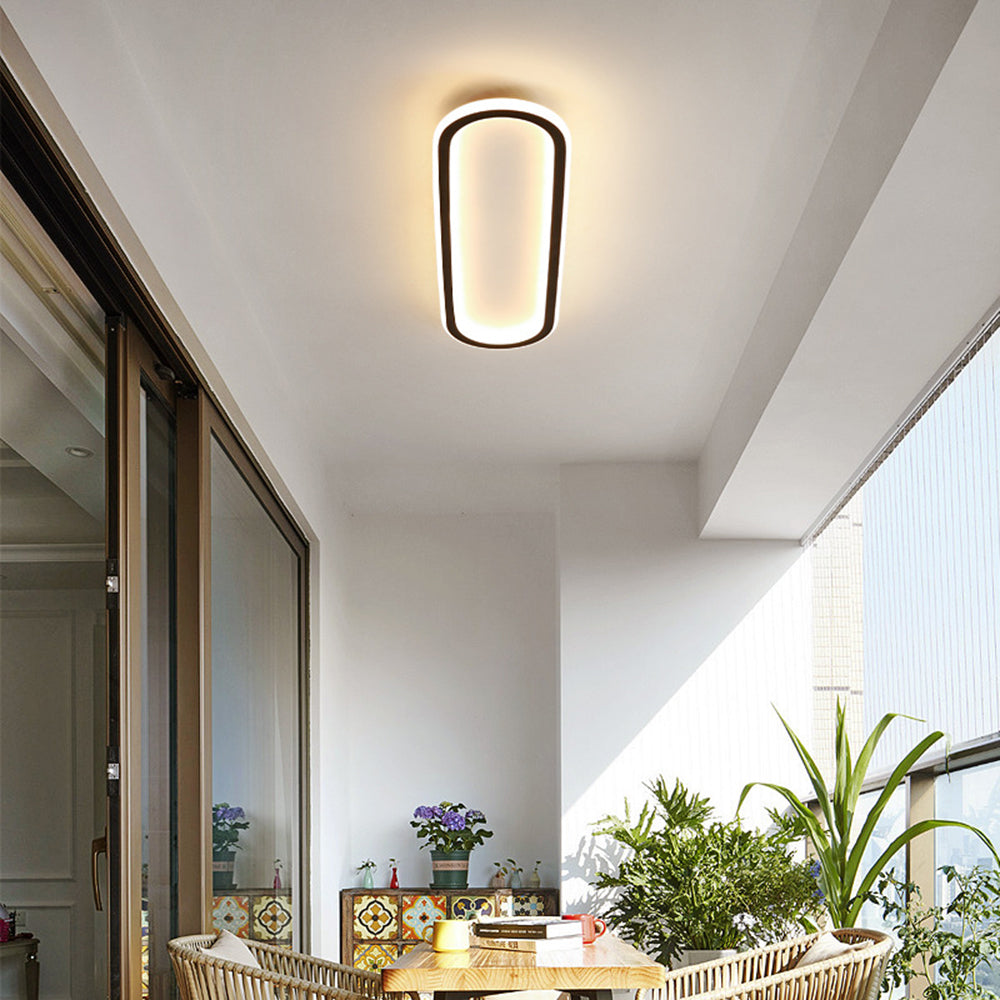 LED ceiling light minimalist elliptical metal acrylic in black, gold, rose gold flush mount