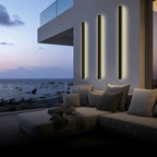 Linear LED outdoor wall lamp black IP65, minimalist design for garden and corridor