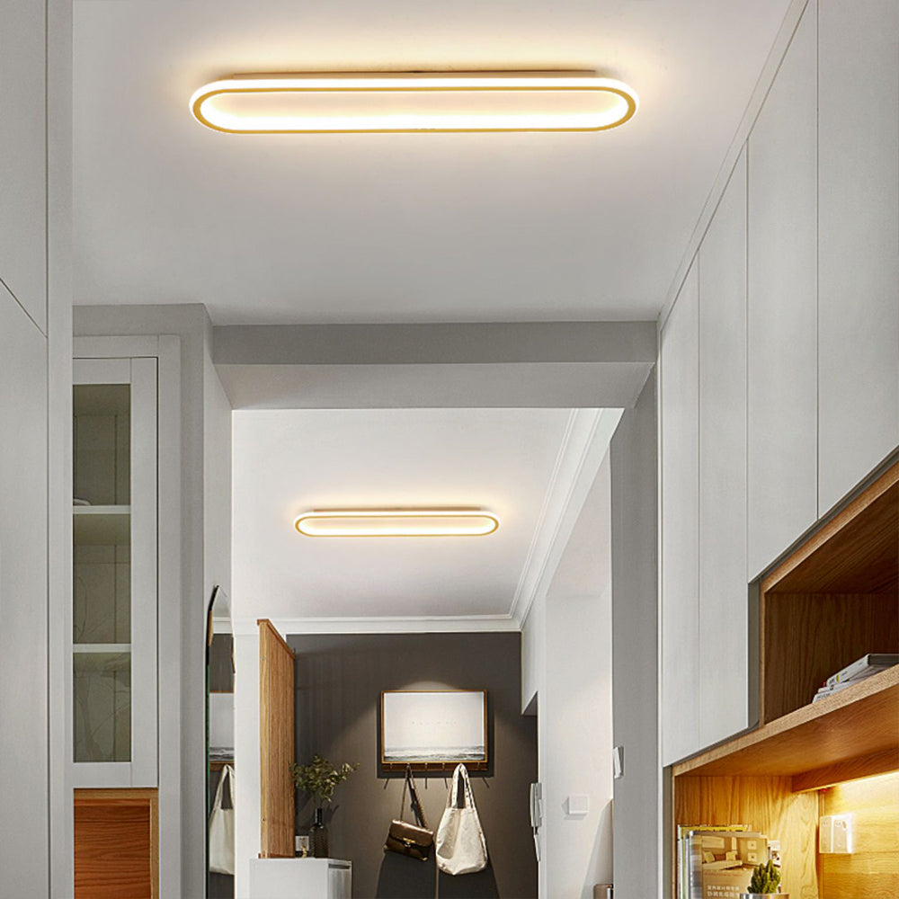 LED ceiling light minimalist elliptical metal acrylic in black, gold, rose gold flush mount