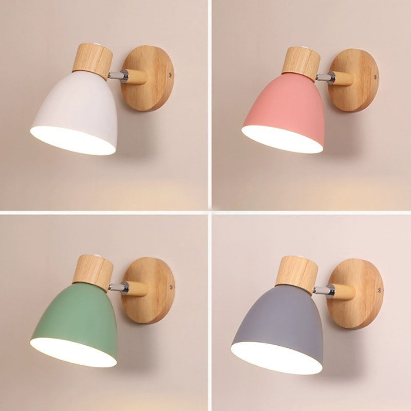 Nina | Wall Sconce | Modern Minimalist LED, Wooden Cone, 1-Light | Iron & Wood