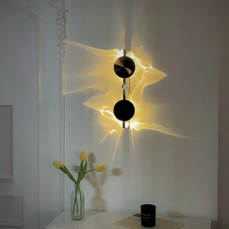 Wall sconce with ripple light effect, 180° rotatable, aluminum warm white, modern minimalist