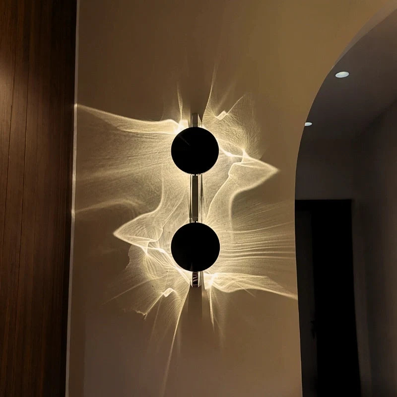 Wall sconce with ripple light effect, 180° rotatable, aluminum warm white, modern minimalist