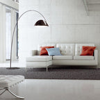 Black metal fishing rod arc floor lamp, modern standing light for living room