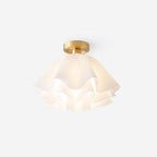 Semi-flush ceiling light copper modern dimmable, low-profile round design for living room