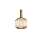 Glass pendant light modern warm white LED hardwired, cylindrical bottle drum shade