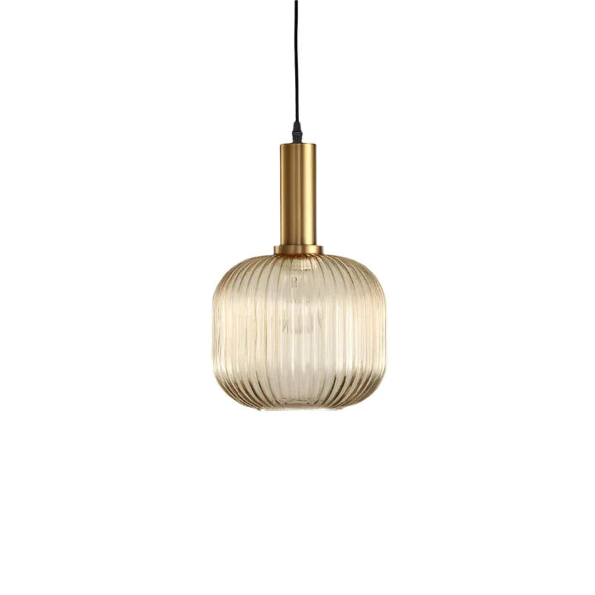 Glass pendant light modern warm white LED hardwired, cylindrical bottle drum shade