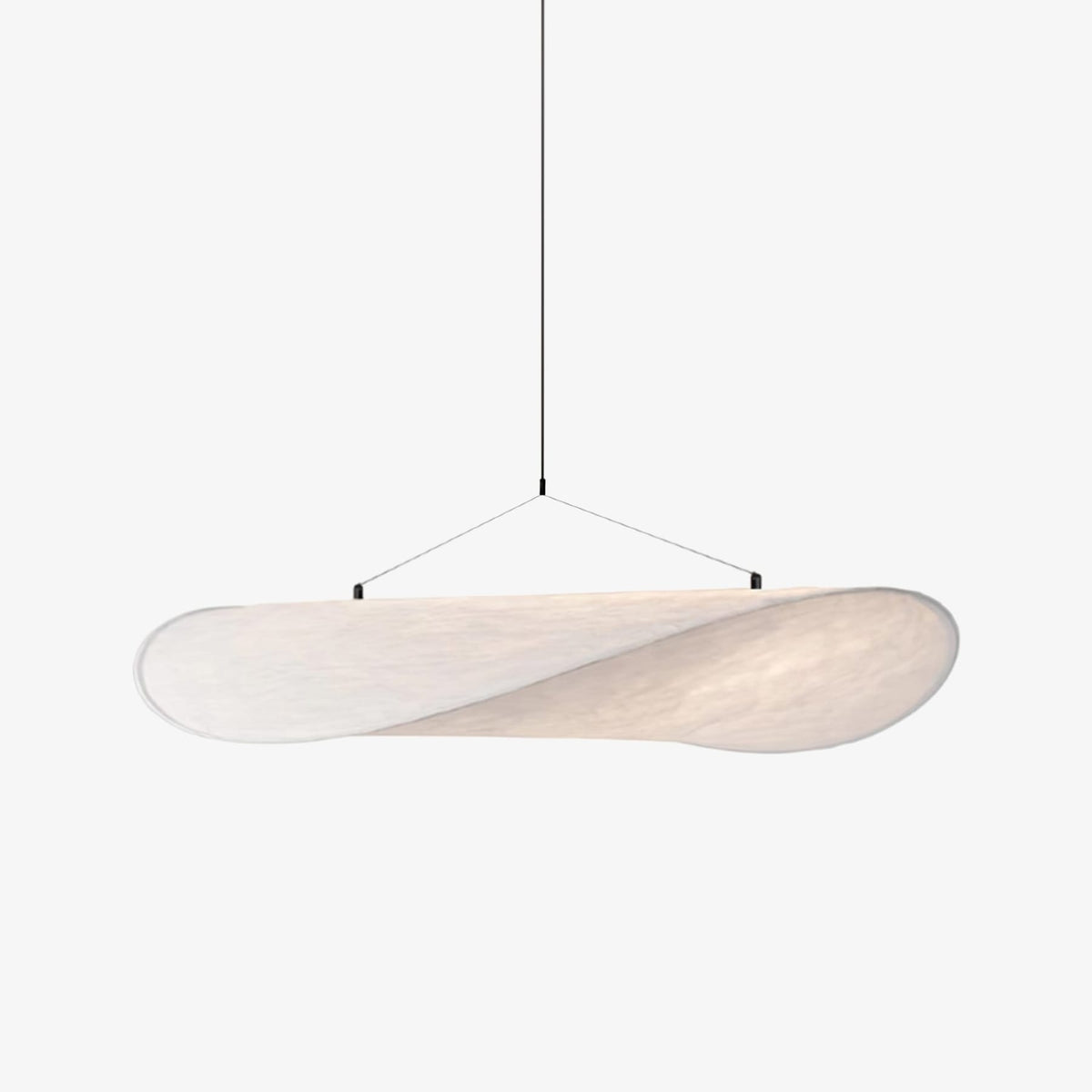 Fabric pendant light with stepless dimming and remote control, modern white shade