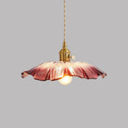 Glass pendant light bohemian warm LED glow, copper and glass shade