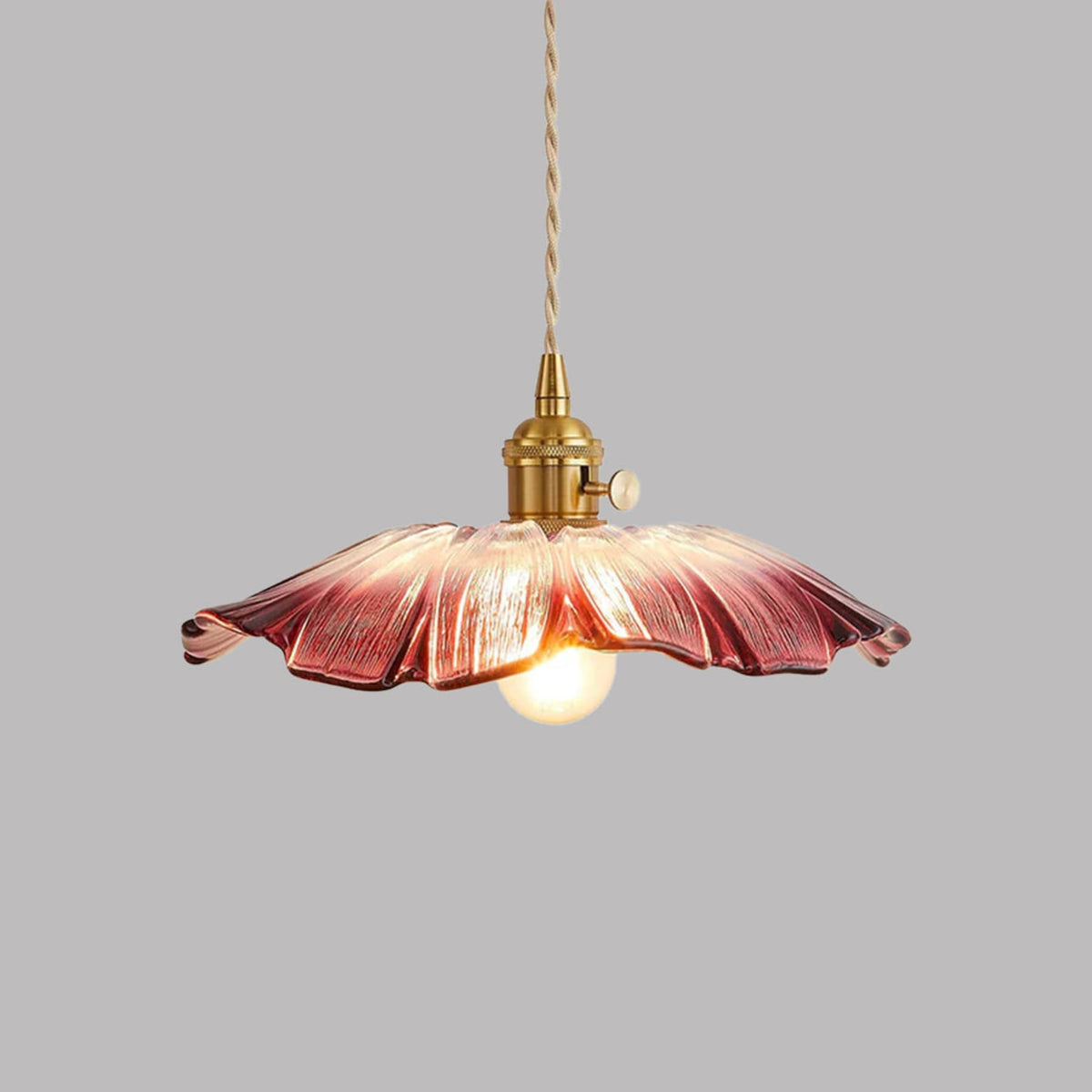 Glass pendant light bohemian warm LED glow, copper and glass shade