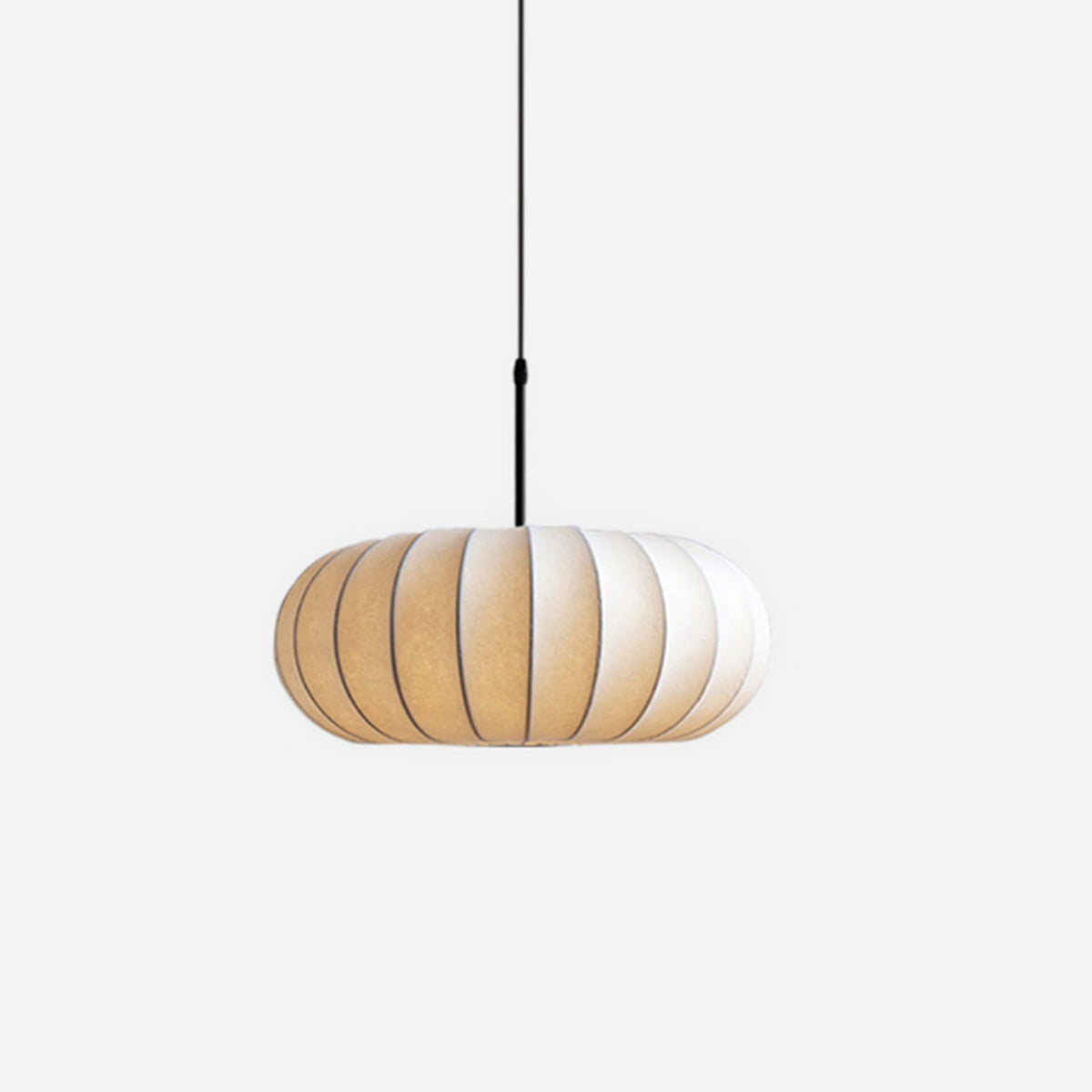 Fabric pendant light modern silk shade for living and dining room, hardwired matte finish