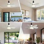 2-in-1 dimmable socket fan E26 E27 with remote control, LED ceiling fan