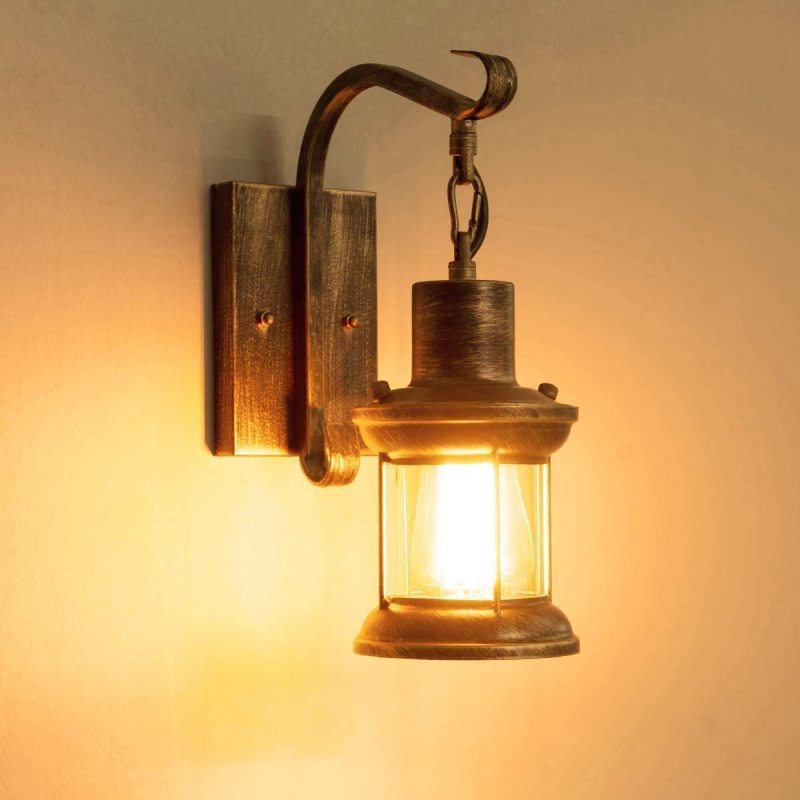 Industrial retro indoor wall lamp with metal body, E27 base, black and bronze finish