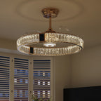 DC ceiling fan with LED light, gold crystal chandelier design, 60cm, 6 speeds with remote control