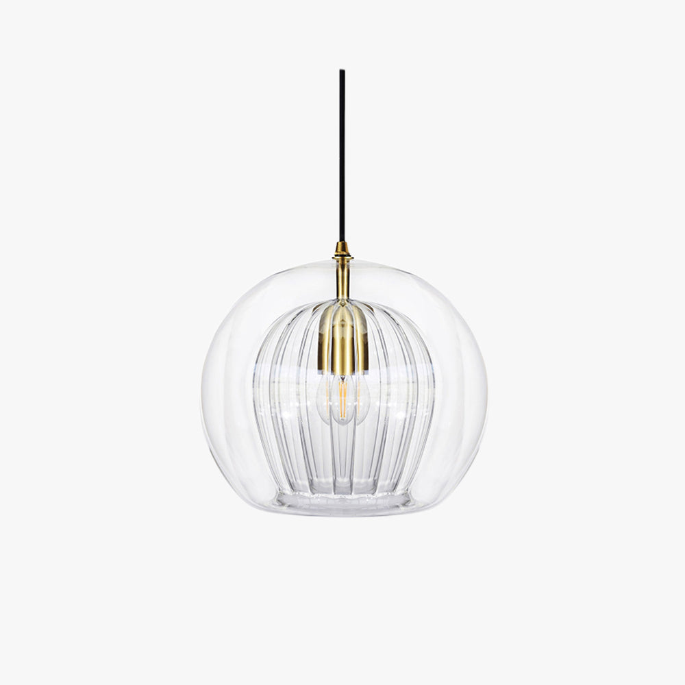 Glass globe pendant light in clear and amber, Nordic style ceiling fixture