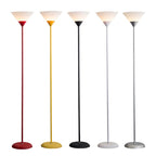 Floor lamp with cup-shaped acrylic shade and metal pole, minimalist multi-colour design