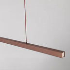 Modern linear LED pendant light in black metal with acrylic shade, dimmable, dining room