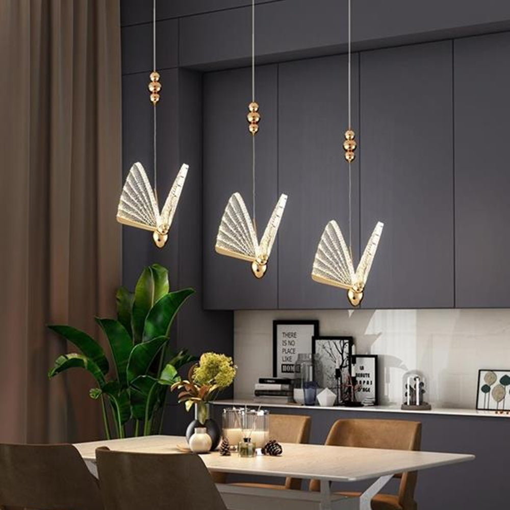 Butterfly Chandelier Lamp modern LED in 4 styles — pendant, floor, table, wall, metal and acrylic