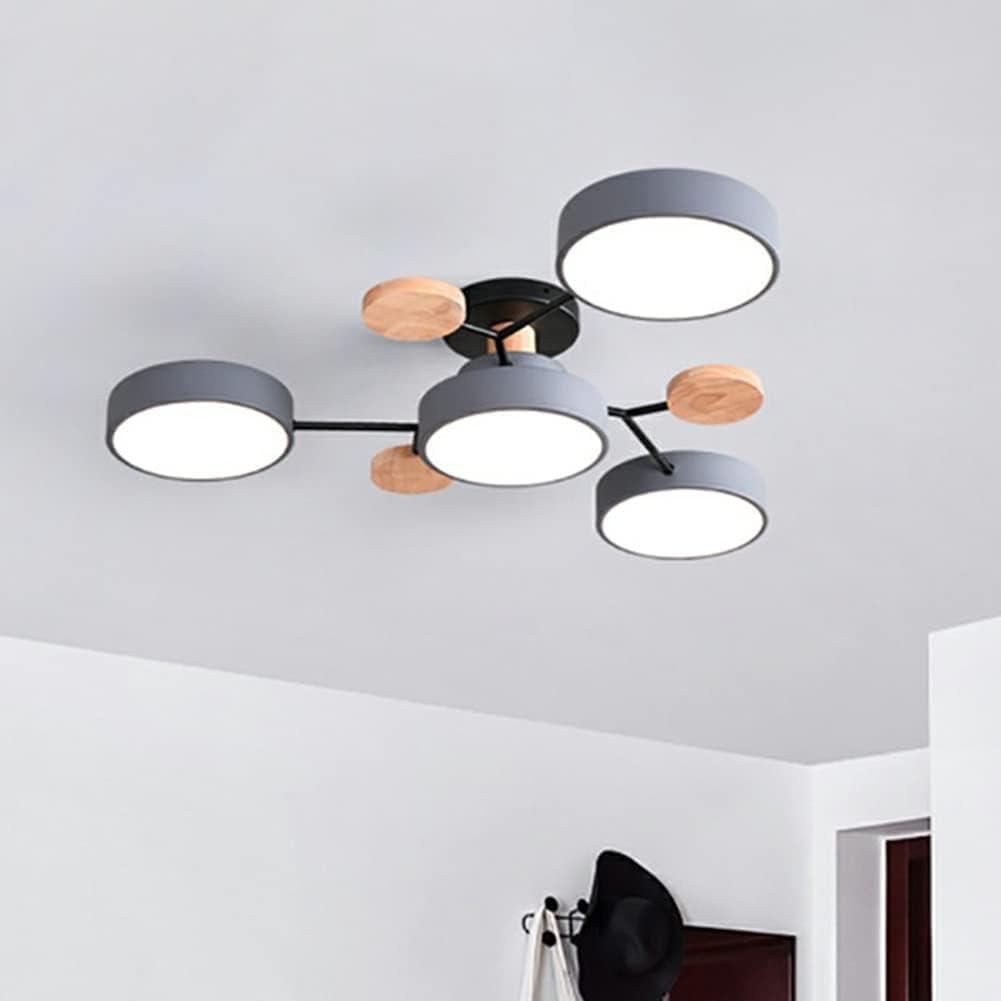 LED ceiling light modern multi-spot chandelier with metal frame and acrylic shade