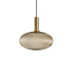 Glass pendant light modern warm white LED hardwired, cylindrical bottle drum shade