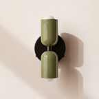 Modern minimalist cylinder LED wall sconce, 2-light iron fixture with warm white glow