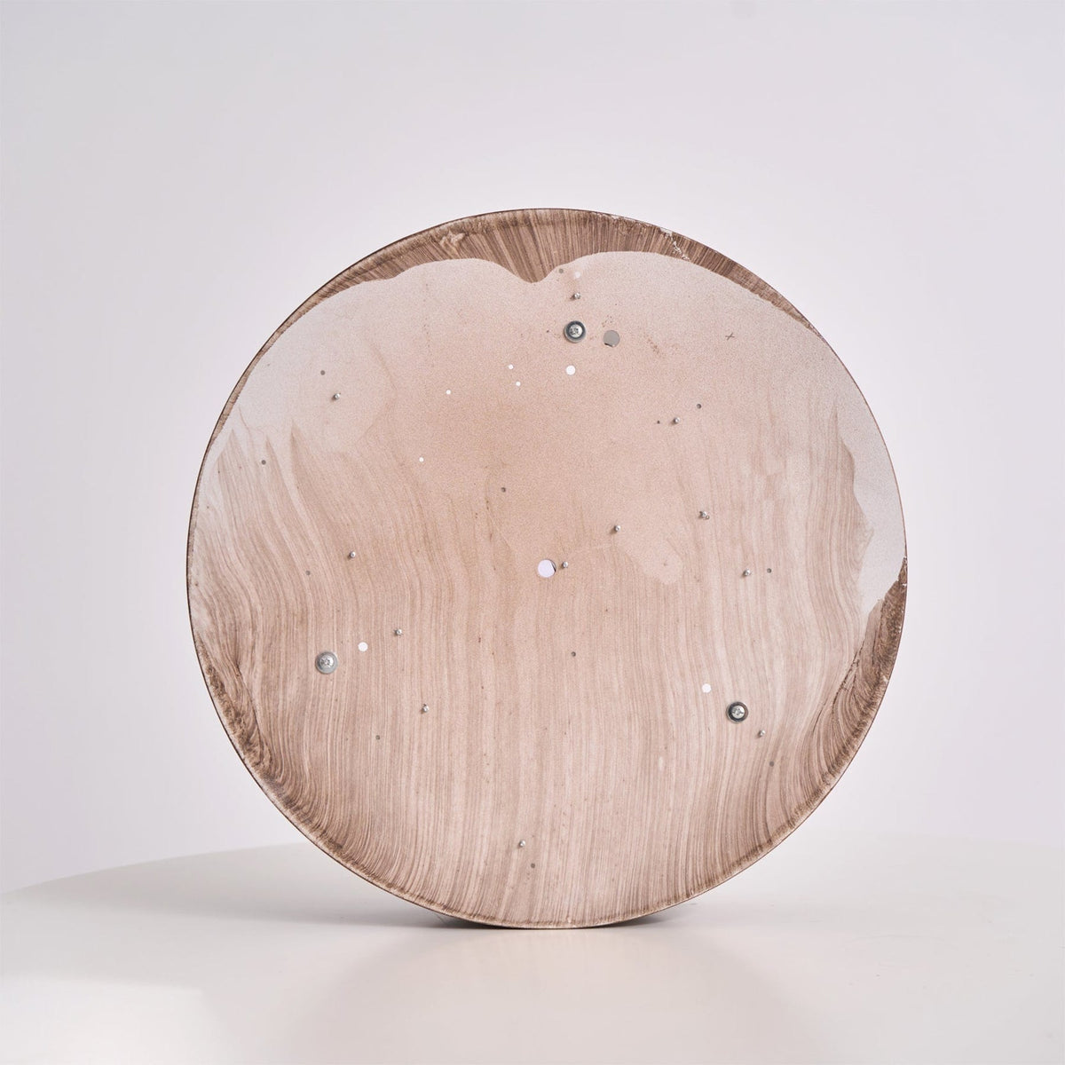 Flush mount ceiling light with walnut wood finish and multi-color LED, modern low-profile design