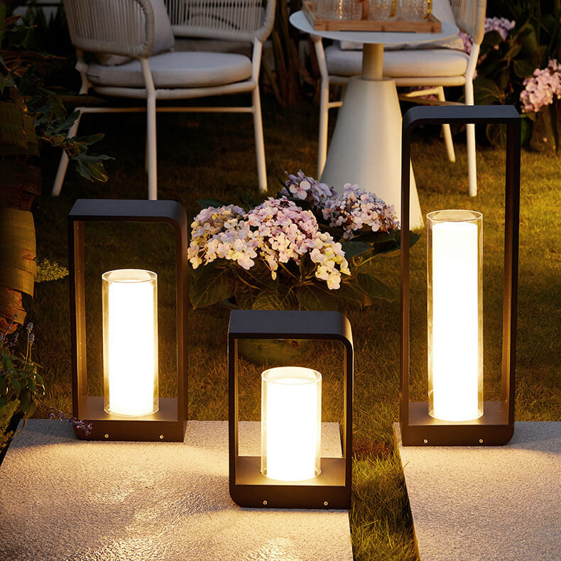 Solar garden lights LED bollard stainless steel black waterproof, 3 sizes