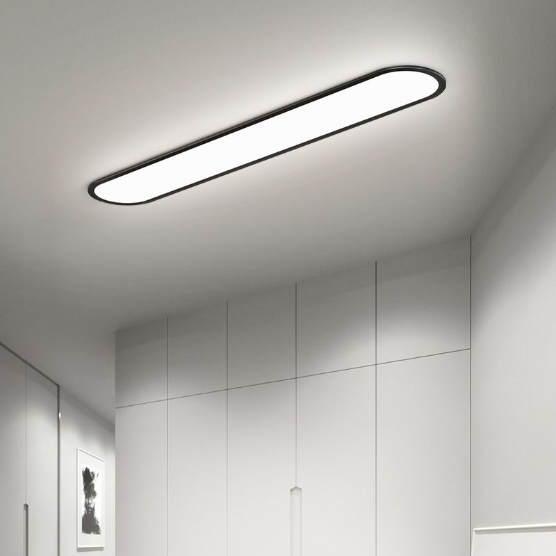 Oval ceiling light flush mount in metal and acrylic, modern indoor LED design