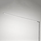 Minimalist linear LED floor lamp in metal and acrylic, modern streamline design, 2 colour options