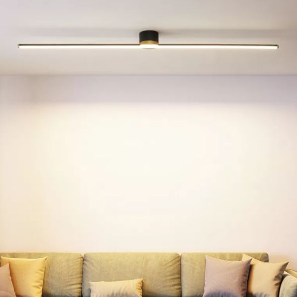 Flush mount ceiling light linear LED for bedroom and living room, sleek metal and silicone gel design