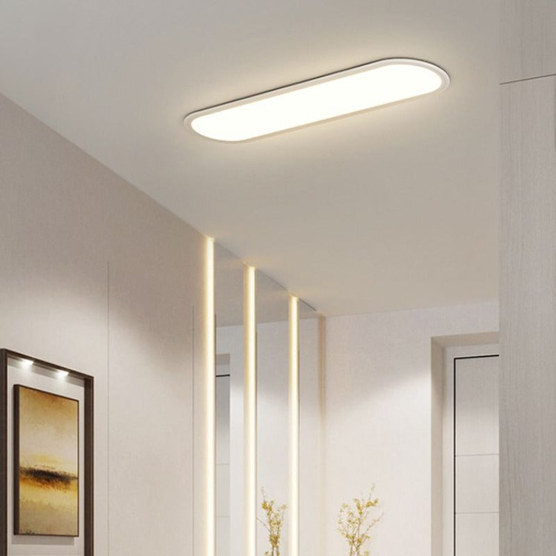 Oval ceiling light flush mount in metal and acrylic, modern indoor LED design