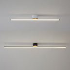 Flush mount ceiling light linear LED for bedroom and living room, sleek metal and silicone gel design