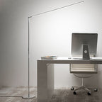 Minimalist linear LED floor lamp in metal and acrylic, modern streamline design, 2 colour options
