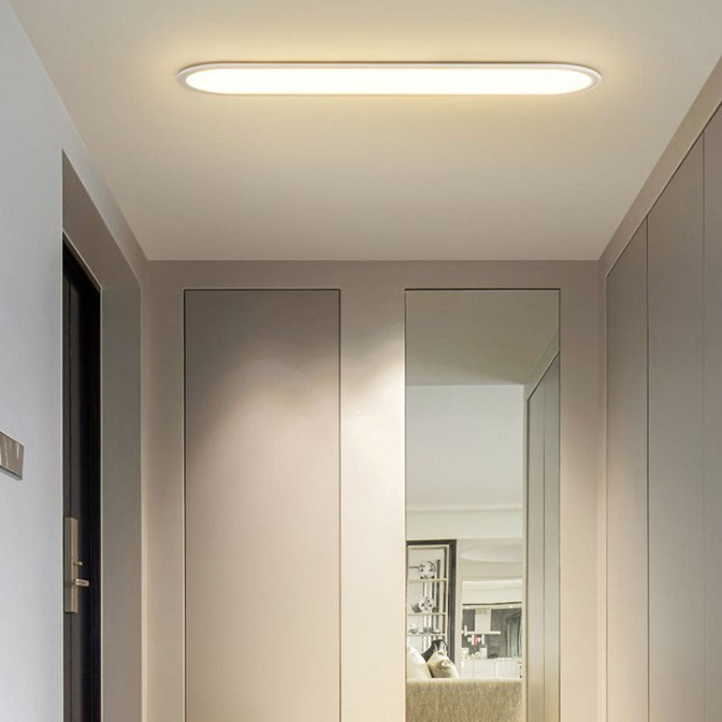 Oval ceiling light flush mount in metal and acrylic, modern indoor LED design