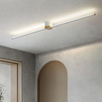 Flush mount ceiling light linear LED for bedroom and living room, sleek metal and silicone gel design
