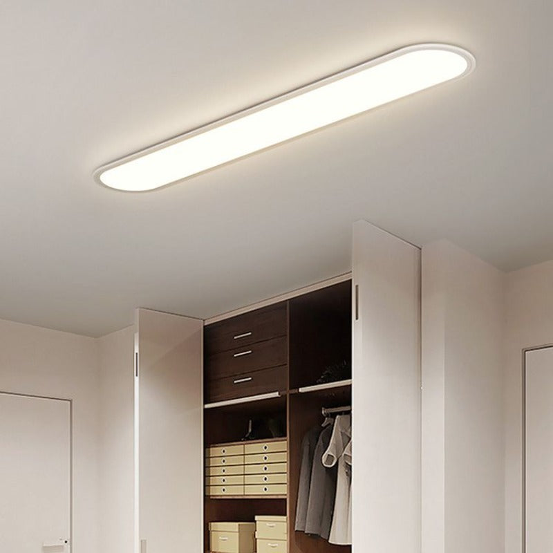 Oval ceiling light flush mount in metal and acrylic, modern indoor LED design