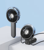 Outdoor misting fan portable foldable 180° handheld with nano-mist spray and 3 speeds