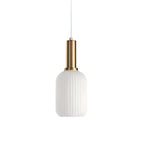 Glass pendant light modern warm white LED hardwired, cylindrical bottle drum shade