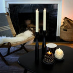 Flameless LED pinecone candles with remote timer and warm white flicker effect