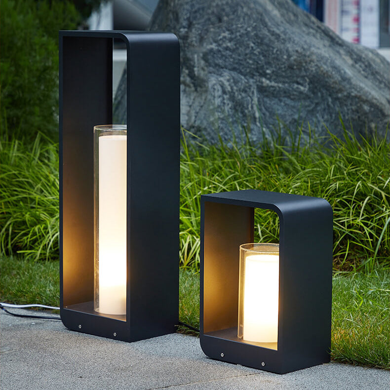 Solar garden lights LED bollard stainless steel black waterproof, 3 sizes