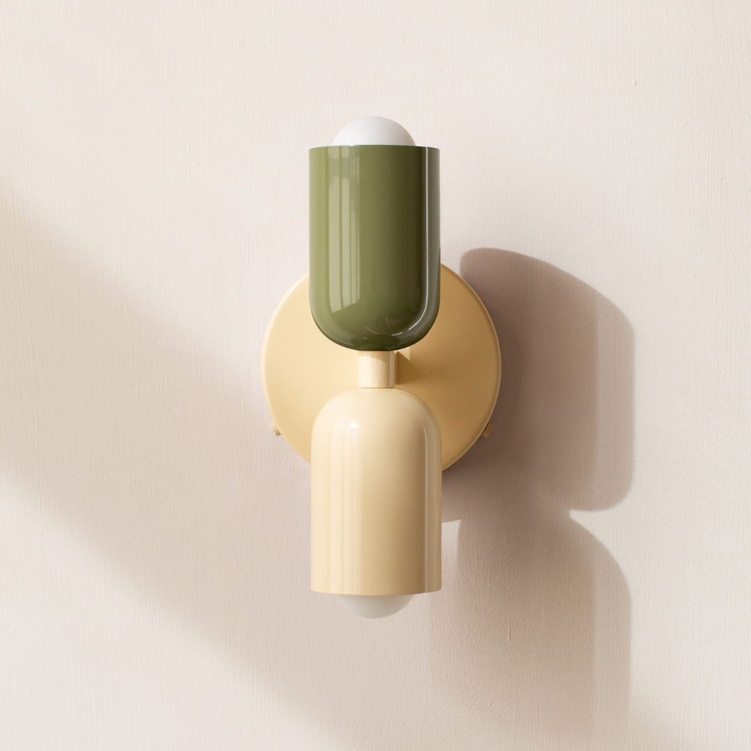 Modern minimalist cylinder LED wall sconce, 2-light iron fixture with warm white glow