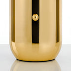Hand-blown glass table lamp Nordic style, frosted globe on metal base, gold and black finish