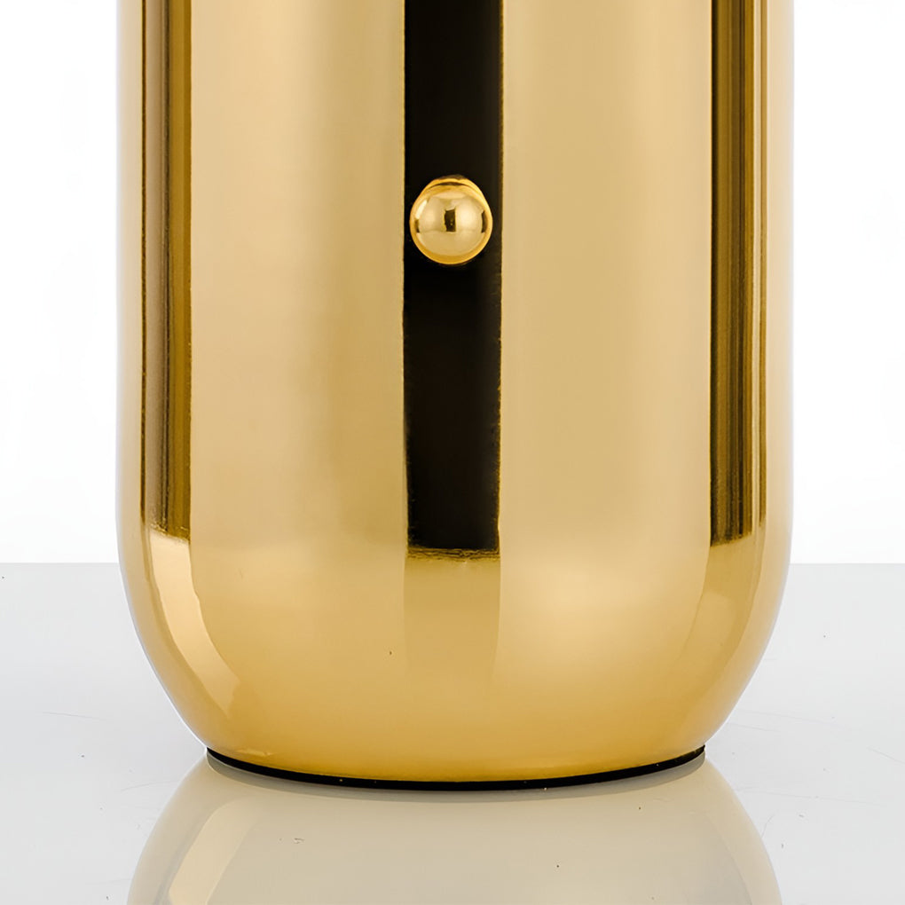 Hand-blown glass table lamp Nordic style, frosted globe on metal base, gold and black finish